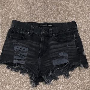 Black/Gray Express Distressed Denim Shorts